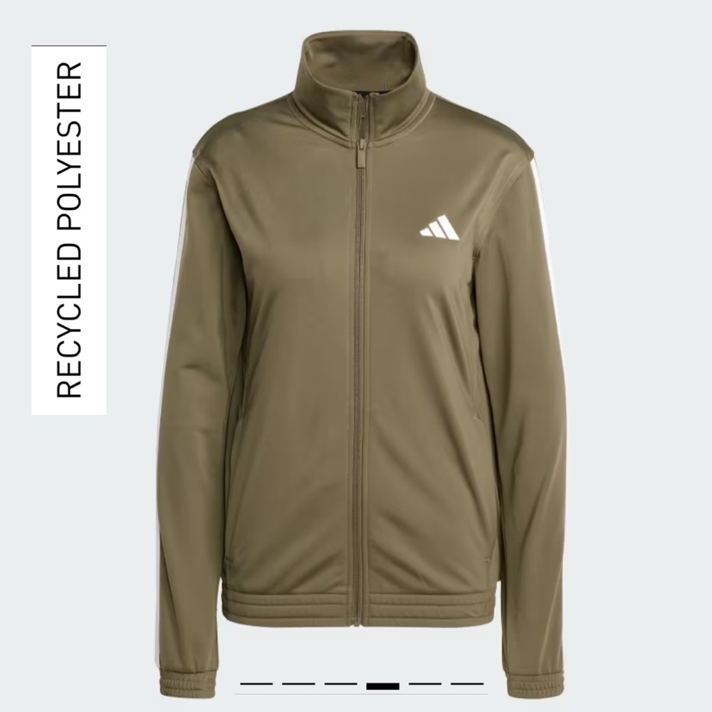 Adidas TRICOT 3-STRIPES TRACK JACKET in Olive Strata/White, Women’s Size S, NWT - Picture 8 of 9